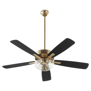 Quorum Ovation 4525-2280 Ceiling Fan 52 in. - Aged Brass, Matte Black/Walnut Flushmount Fans low price