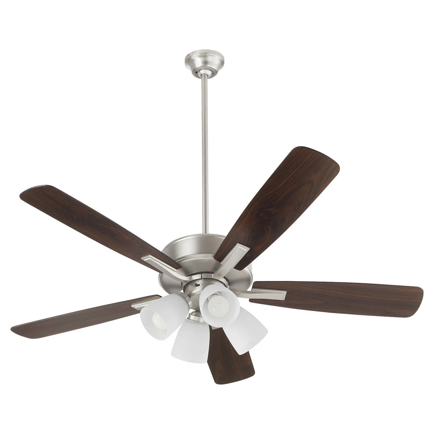 Quorum Ovation 4525-4165 Ceiling Fan 52 in. - Satin Nickel, Silver/Walnut Hugger Ceiling Fans deals
