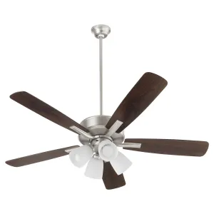 Quorum Ovation 4525-4165 Ceiling Fan 52 in. - Satin Nickel, Silver/Walnut Hugger Ceiling Fans deals