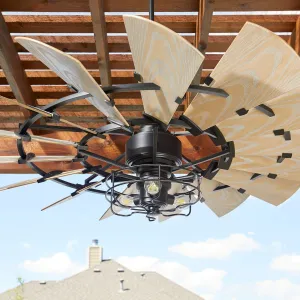 Quorum Windmill 96015-69 Ceiling Fan 60 in. - Textured Black, Weathered Oak Ceiling Fans online shop