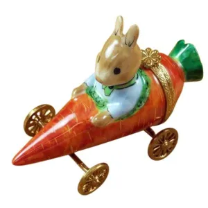 Rabbit in Carrot Car Limoges Collectible Boxes Rare Find