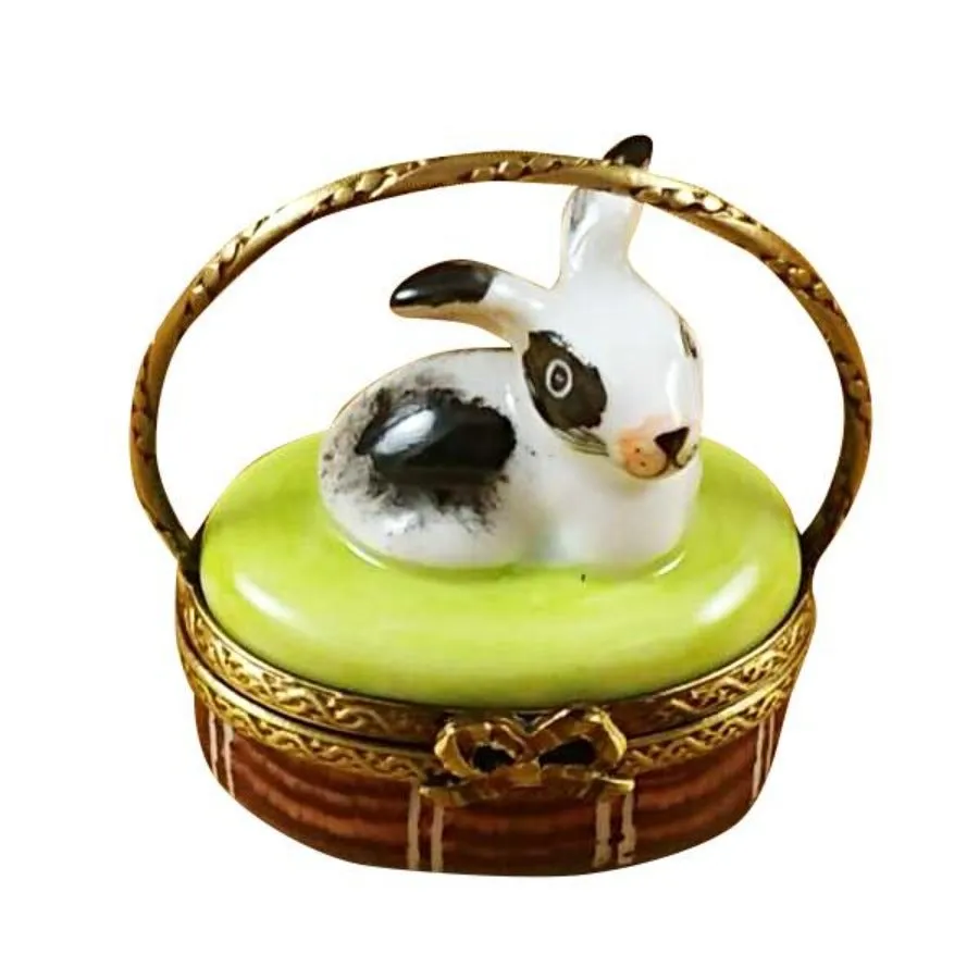 Rabbit on Basket Limoges Collectible Boxes Rare Find