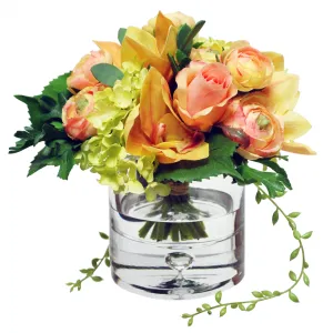 Ranunculus & Orchids in Glass Vase Artificial Flowers Spring Refresh