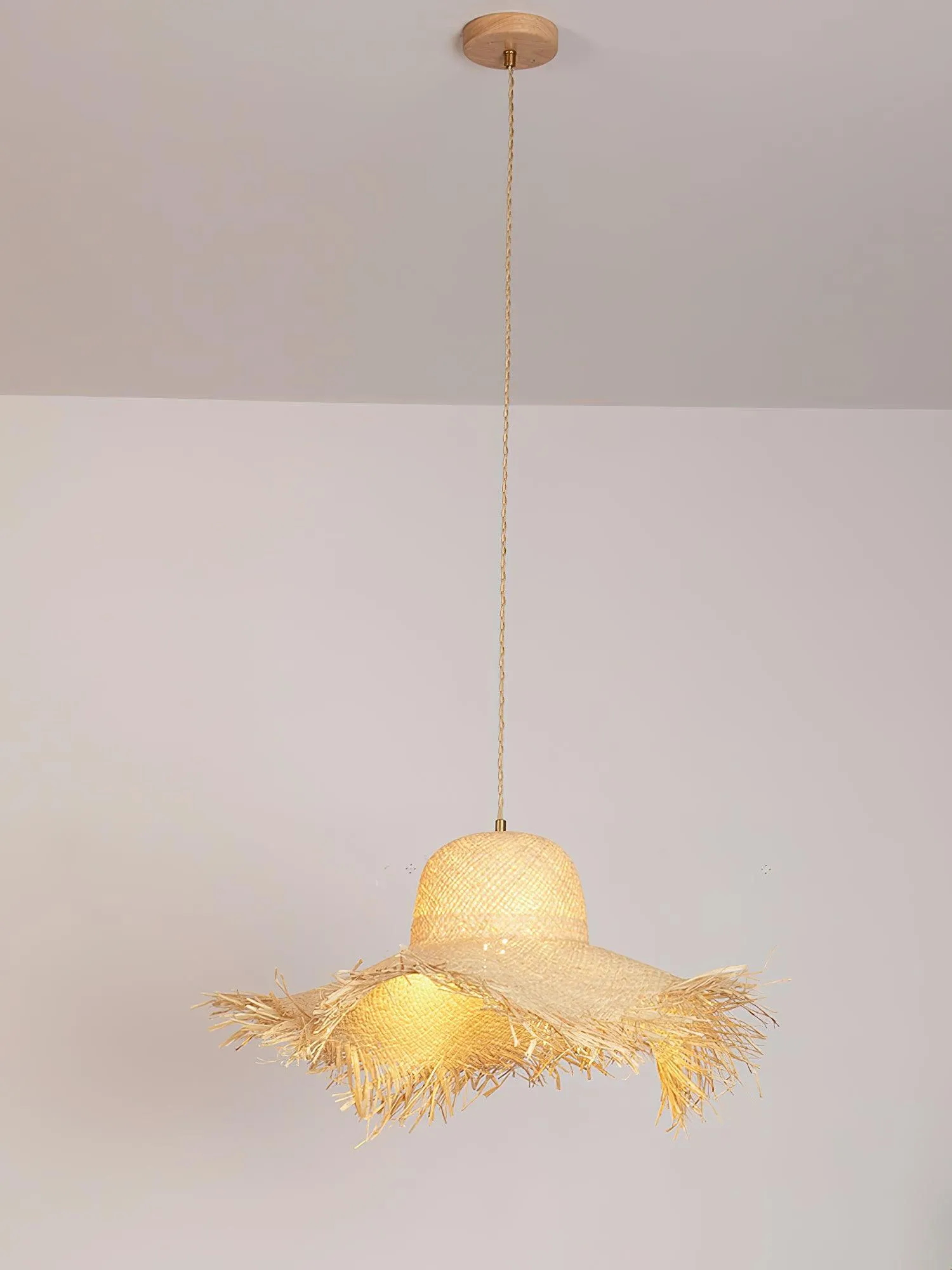 Rattan Straw Hat Pendant Light