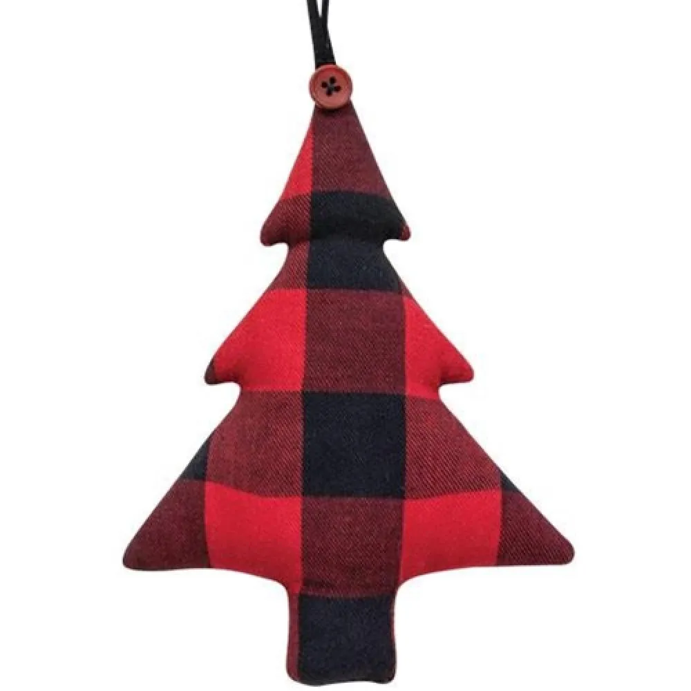 Red Buffalo Check Fabric Tree Ornament Decorative Accessories value pack
