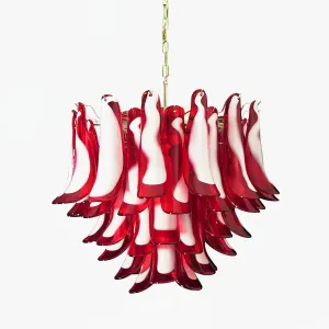 Red Glass Murano Petals Chandelier Modern Lighting for Living Room