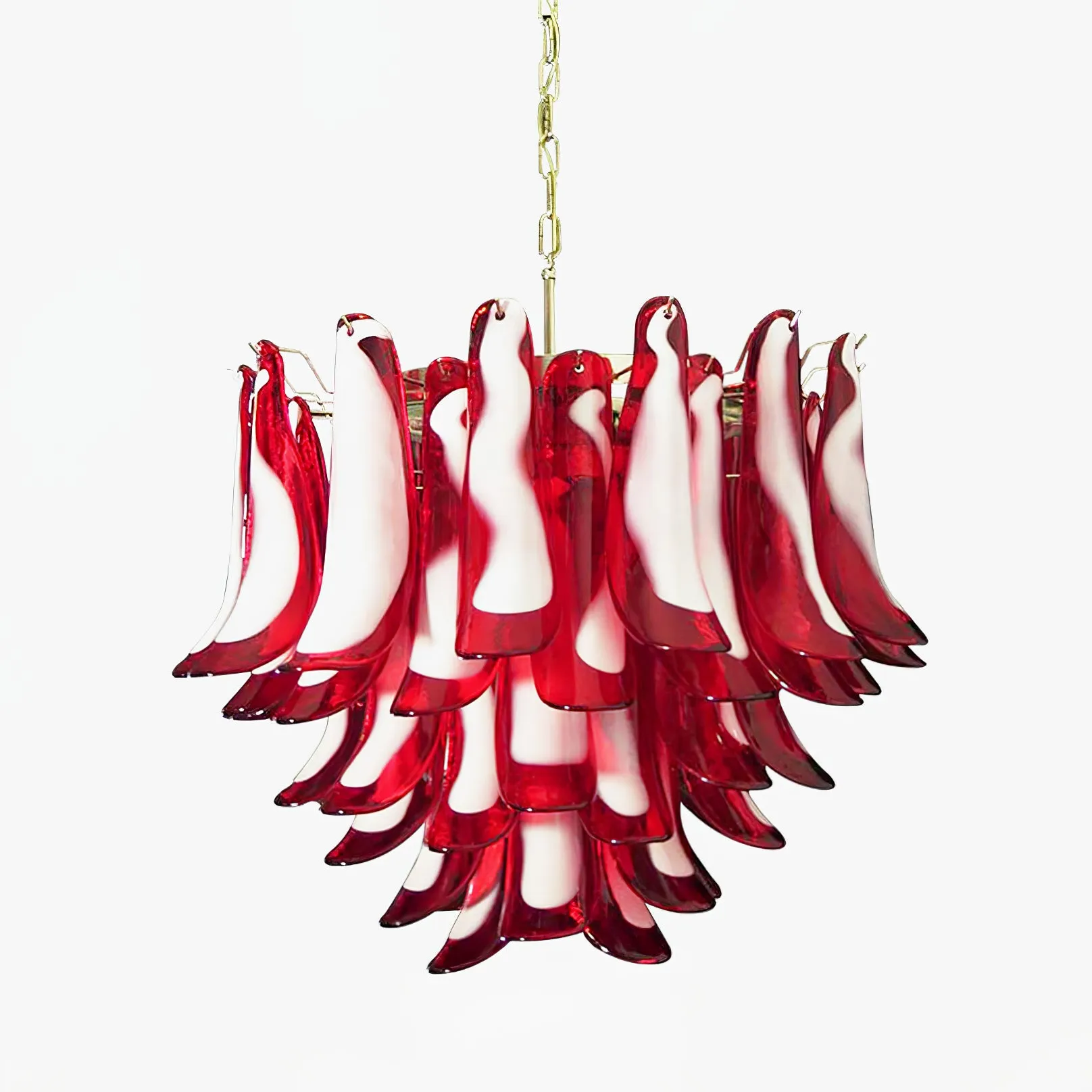 Red Glass Murano Petals Chandelier Modern Lighting for Living Room