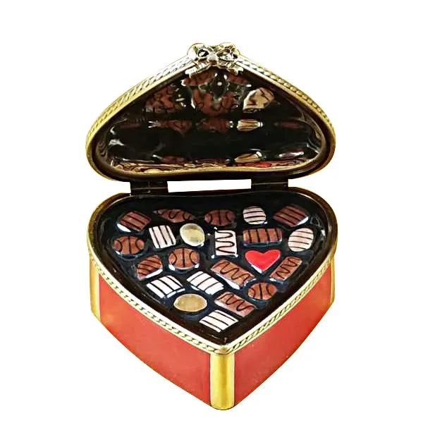 Red Heart with Chocolates Limoges Collectible Boxes Rare Find