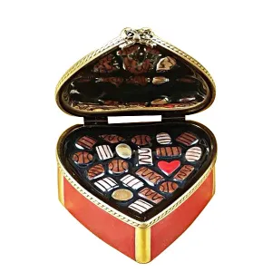 Red Heart with Chocolates Limoges Collectible Boxes Rare Find