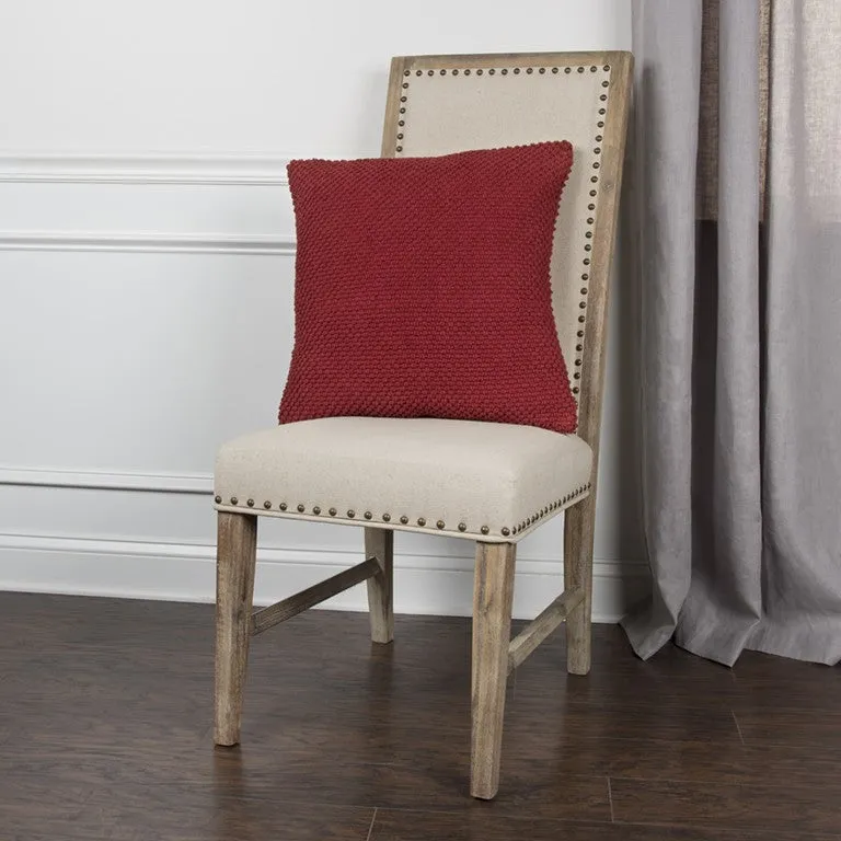 Red Nubby Textured Modern Throw Pillow