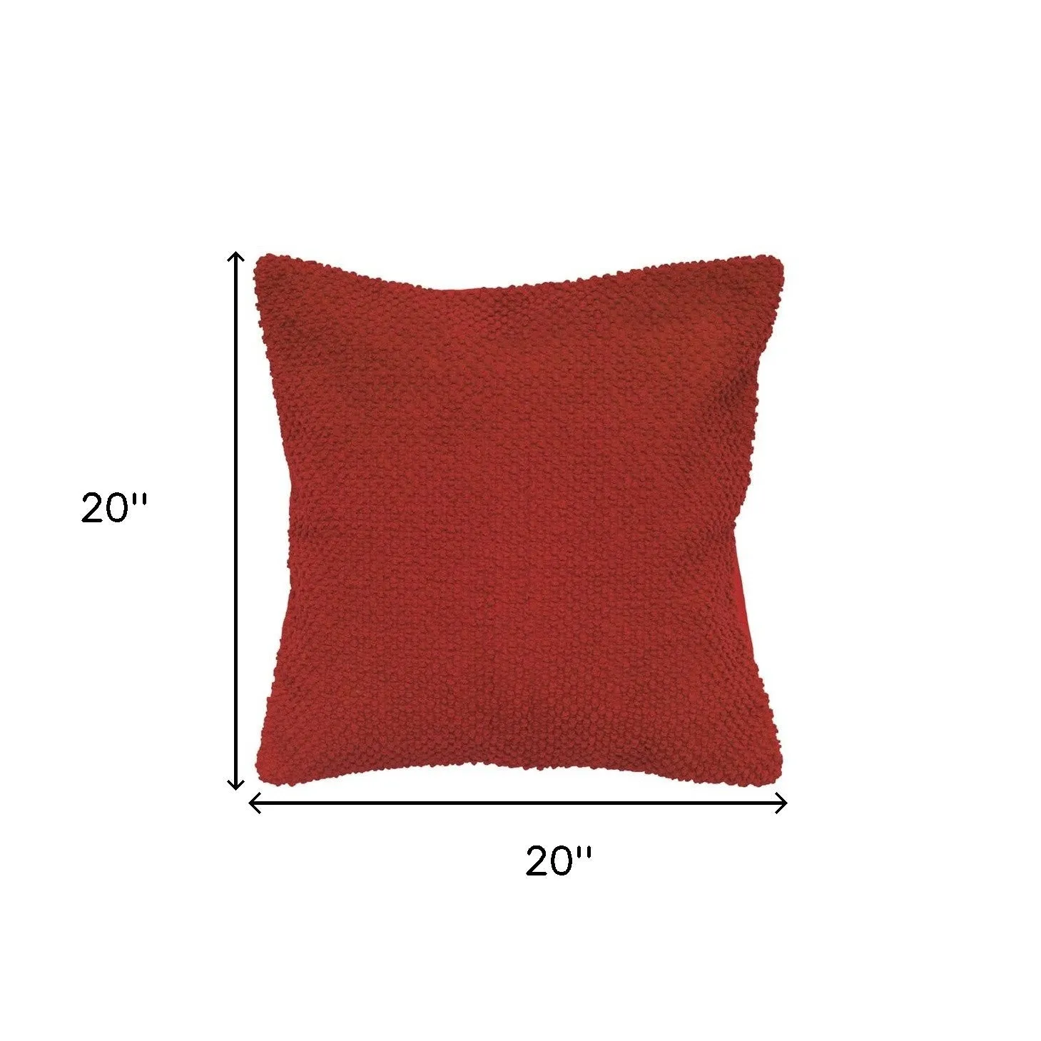 Red Nubby Textured Modern Throw Pillow