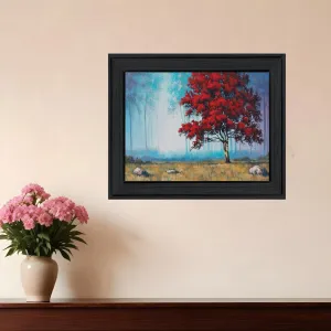 Red Tree 2 Black Framed Print Wall Art Buy Wall Decor with deals