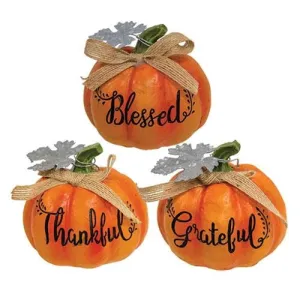 Resin Harvest Word Pumpkin 3 Asstd. Seasonal Decor Clearance