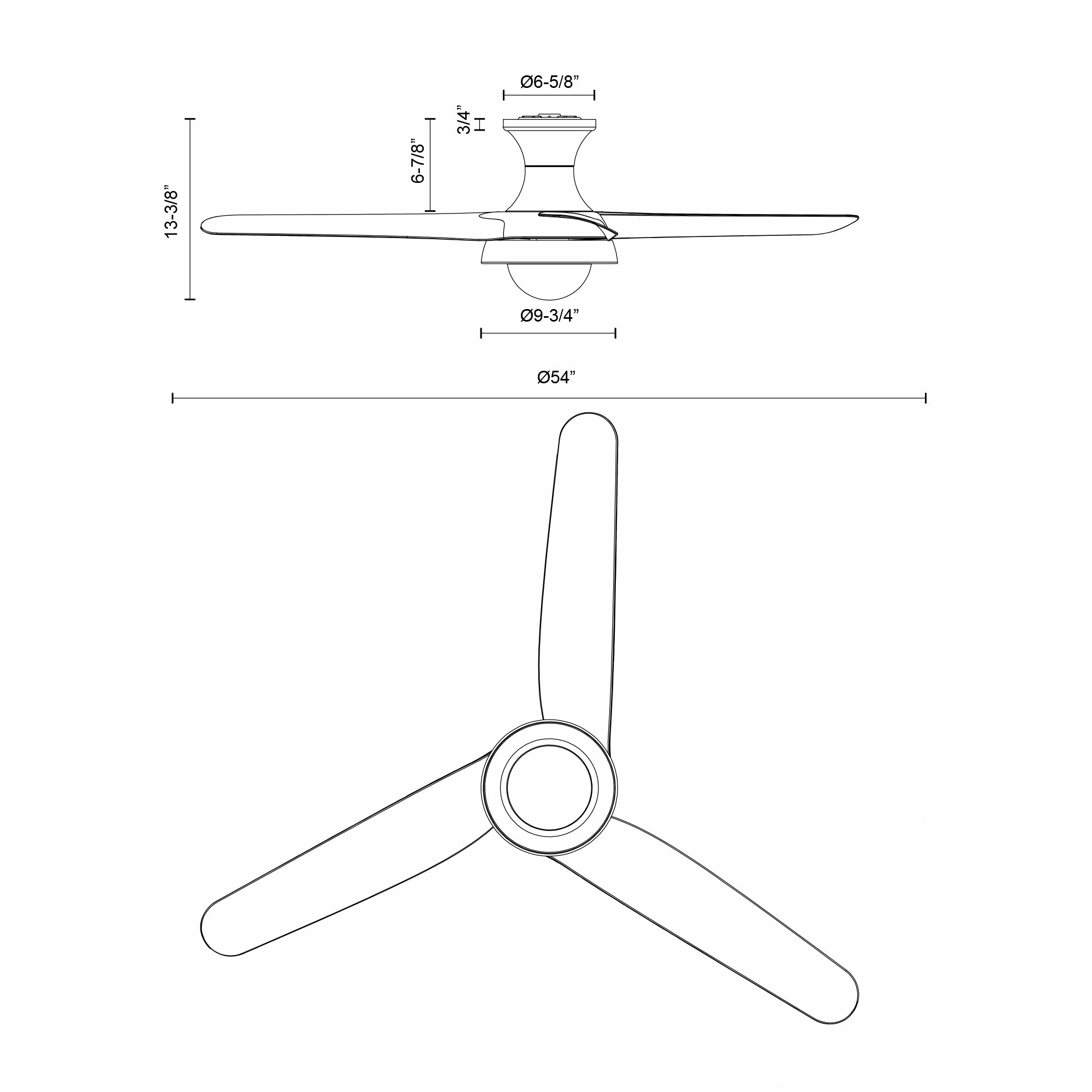 Rubio-H 54"Ceiling Fan White Huggers Fans low price shop