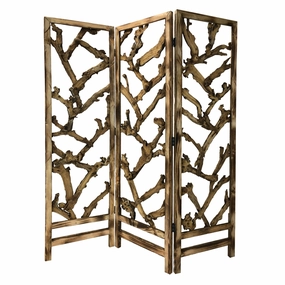Rustic Earthy Wood Root Three Panel Room Divider Screen Decorative Accessories hot offers