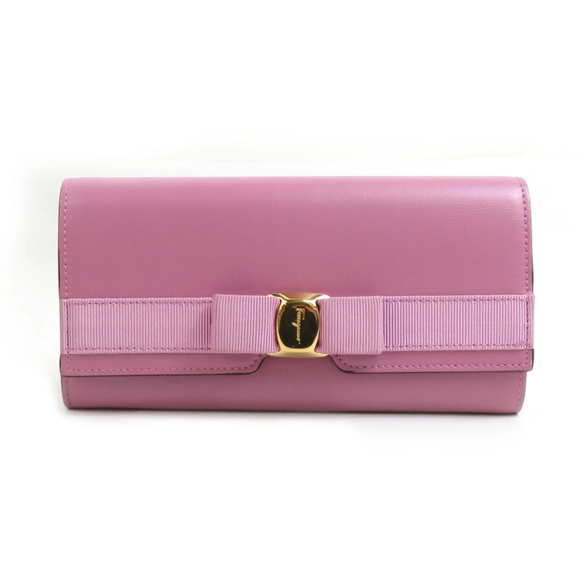 Salvatore Ferragamo Leather Long Wallet (Tri-Fold) (Pre-Owned)