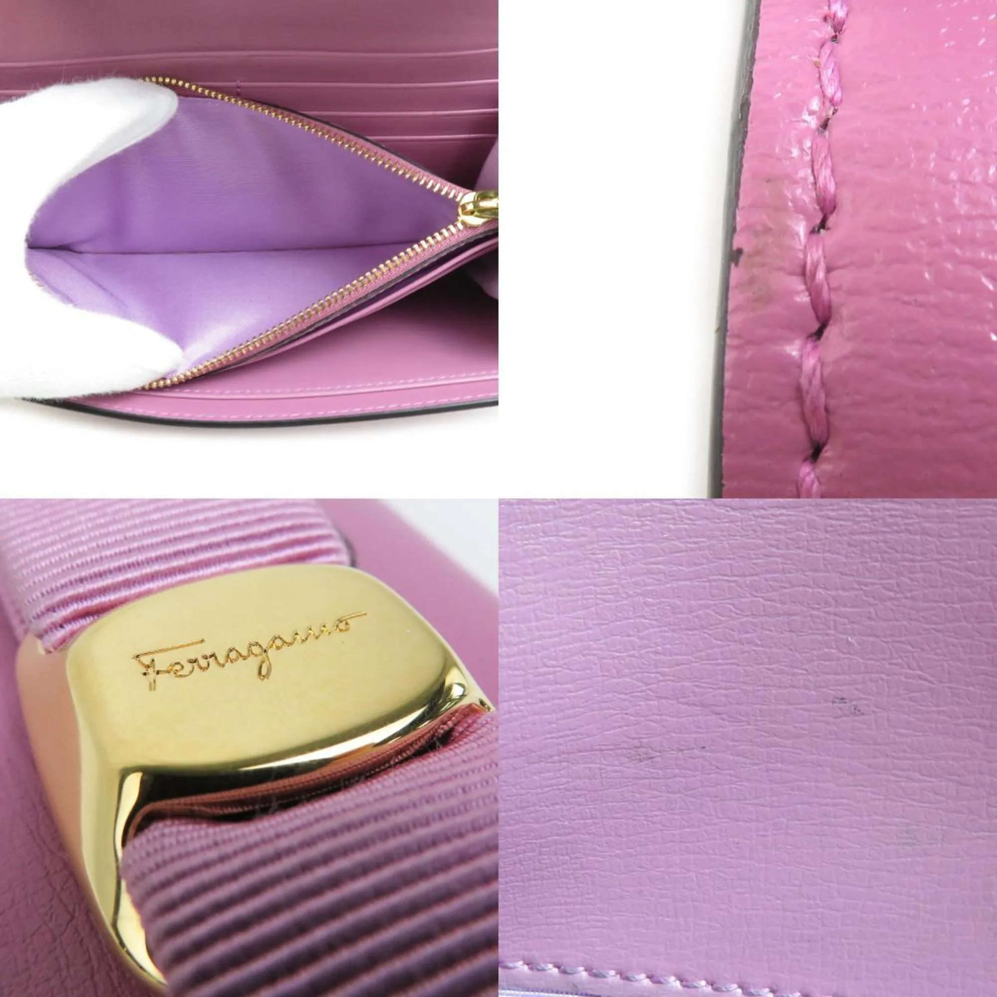 Salvatore Ferragamo Leather Long Wallet (Tri-Fold) (Pre-Owned)