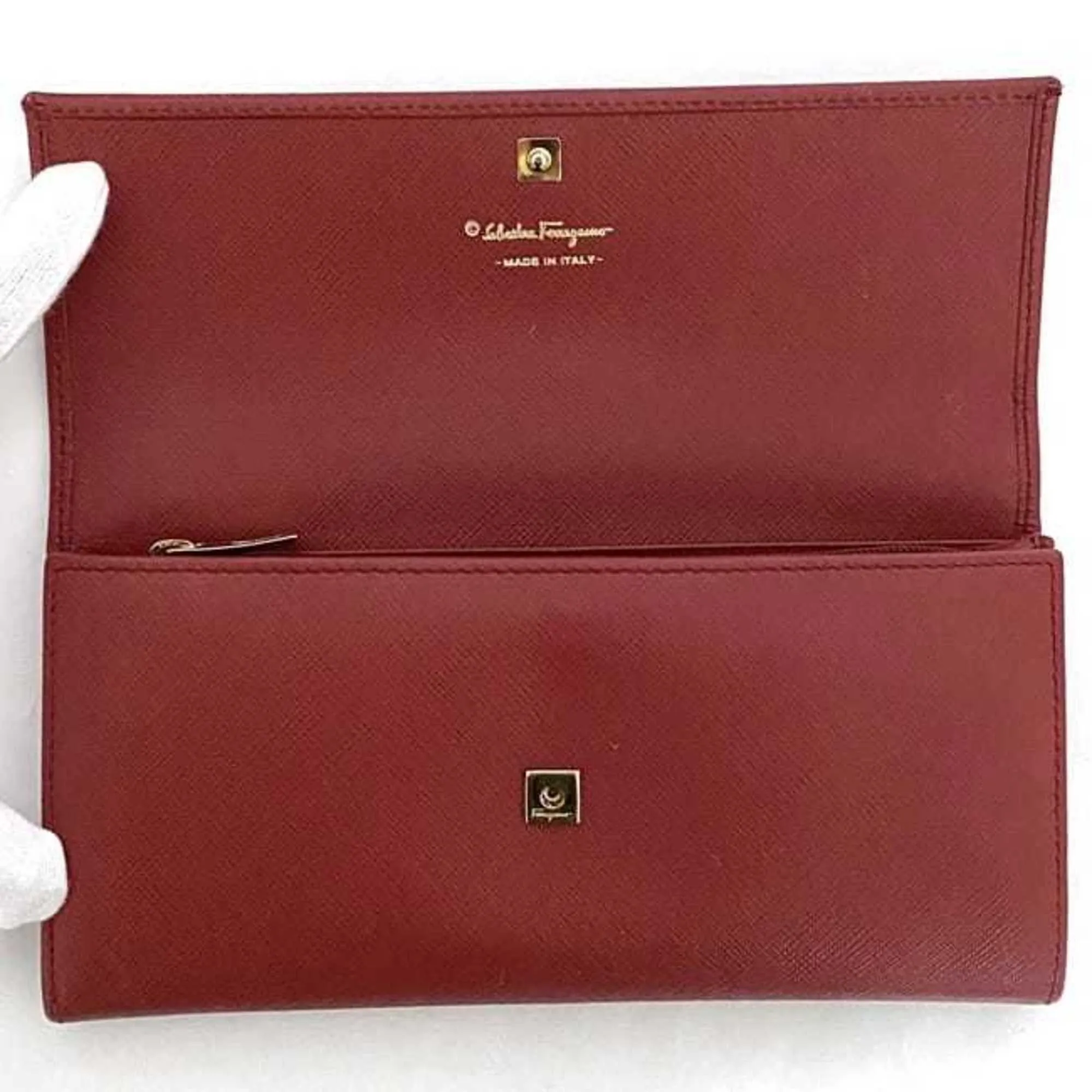 Salvatore Ferragamo Leather Rhinestone Long Wallet (Bi-Fold) (Pre-Owned)