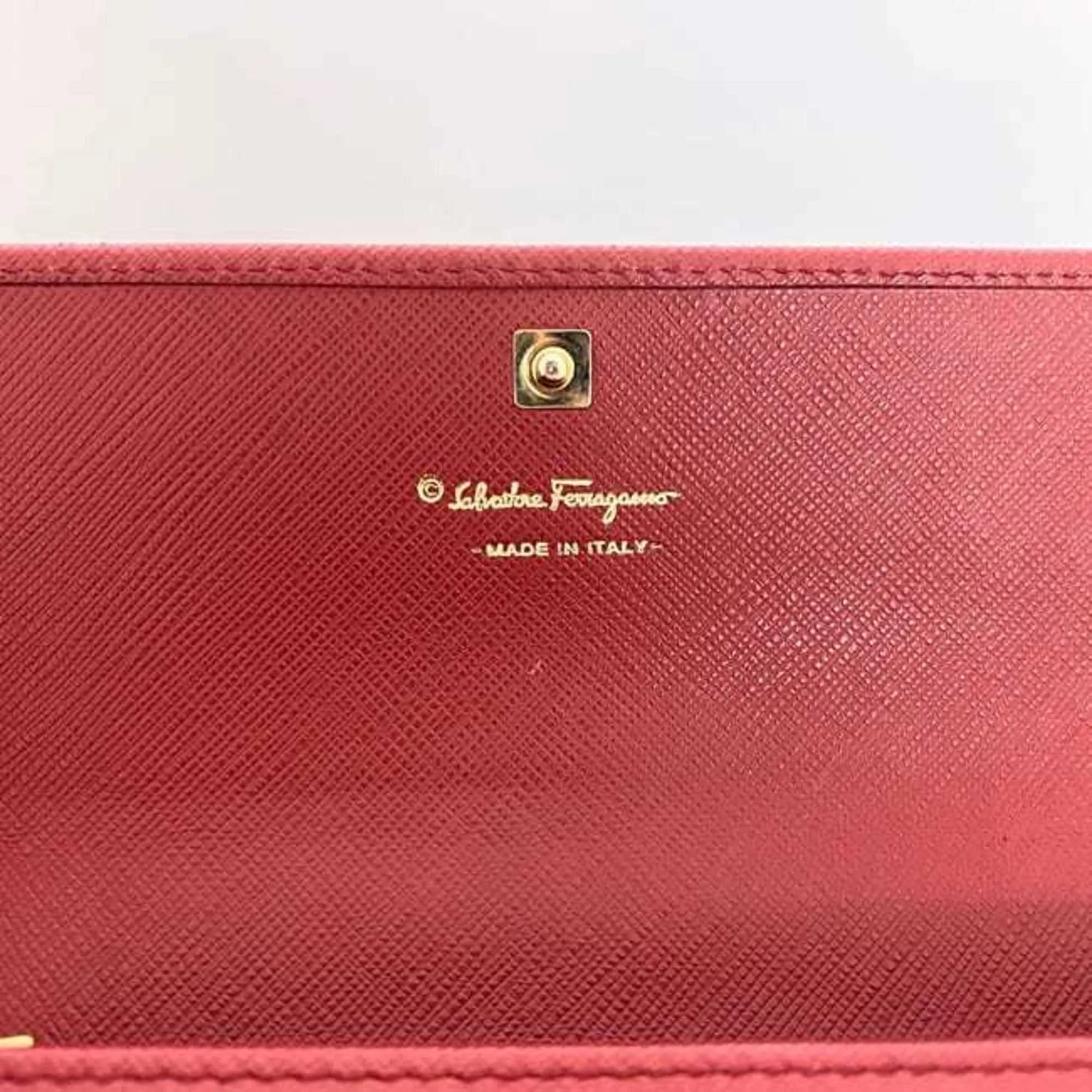 Salvatore Ferragamo Leather Rhinestone Long Wallet (Bi-Fold) (Pre-Owned)