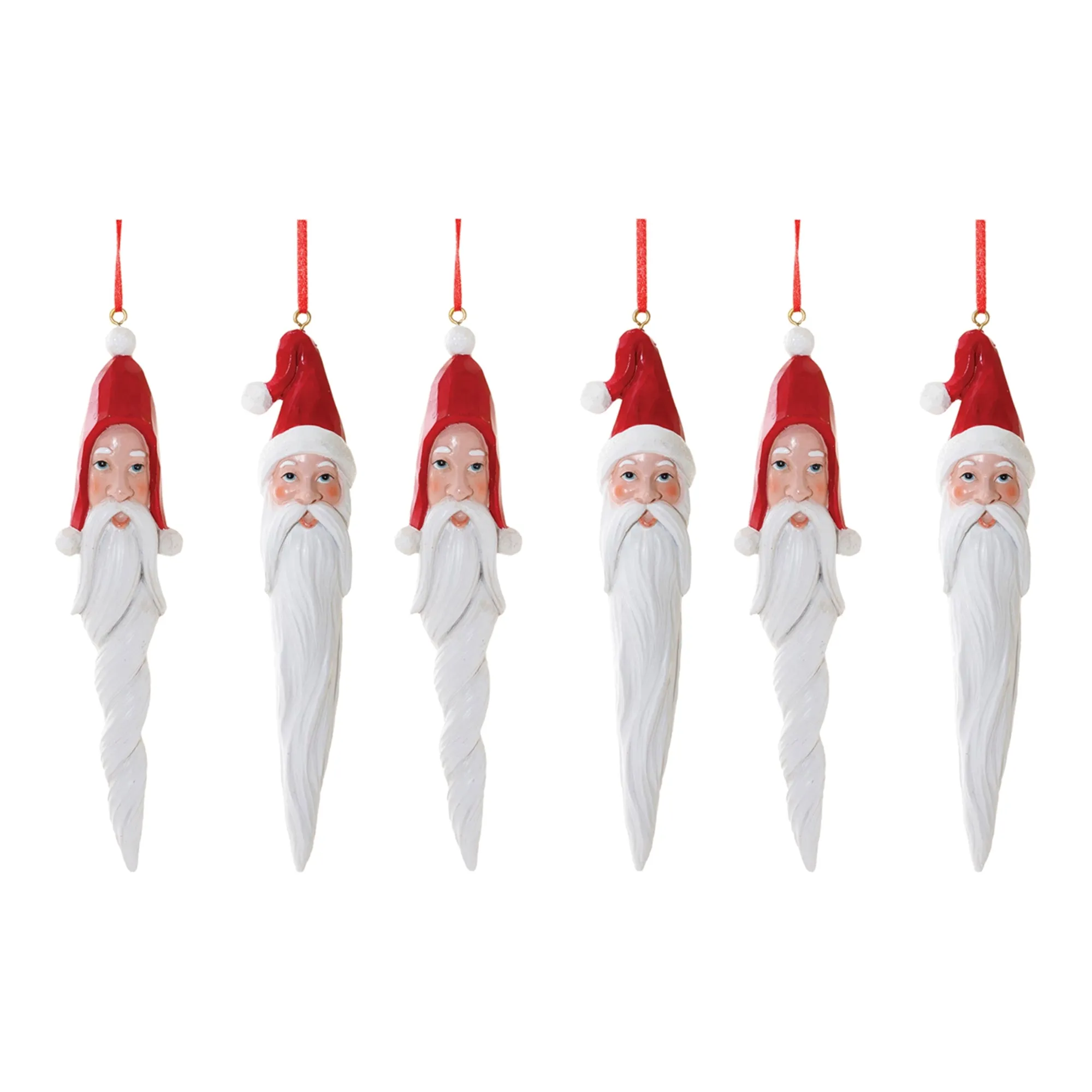 Santa Drop Ornament (Set of 6) 8.25"L Resin