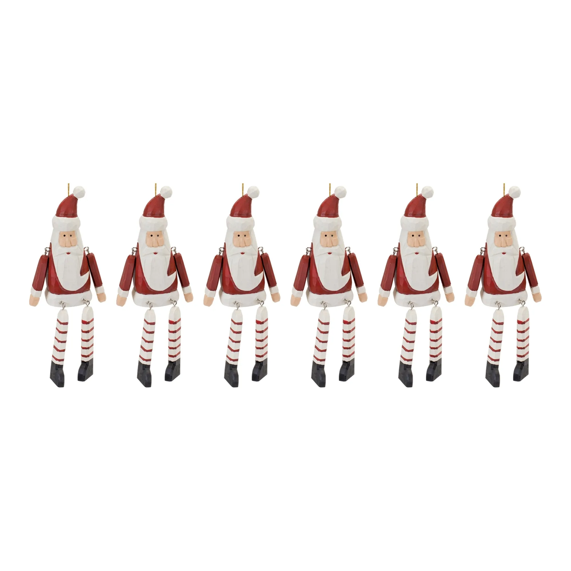 Santa Ornament (Set of 6) 9"H Wood