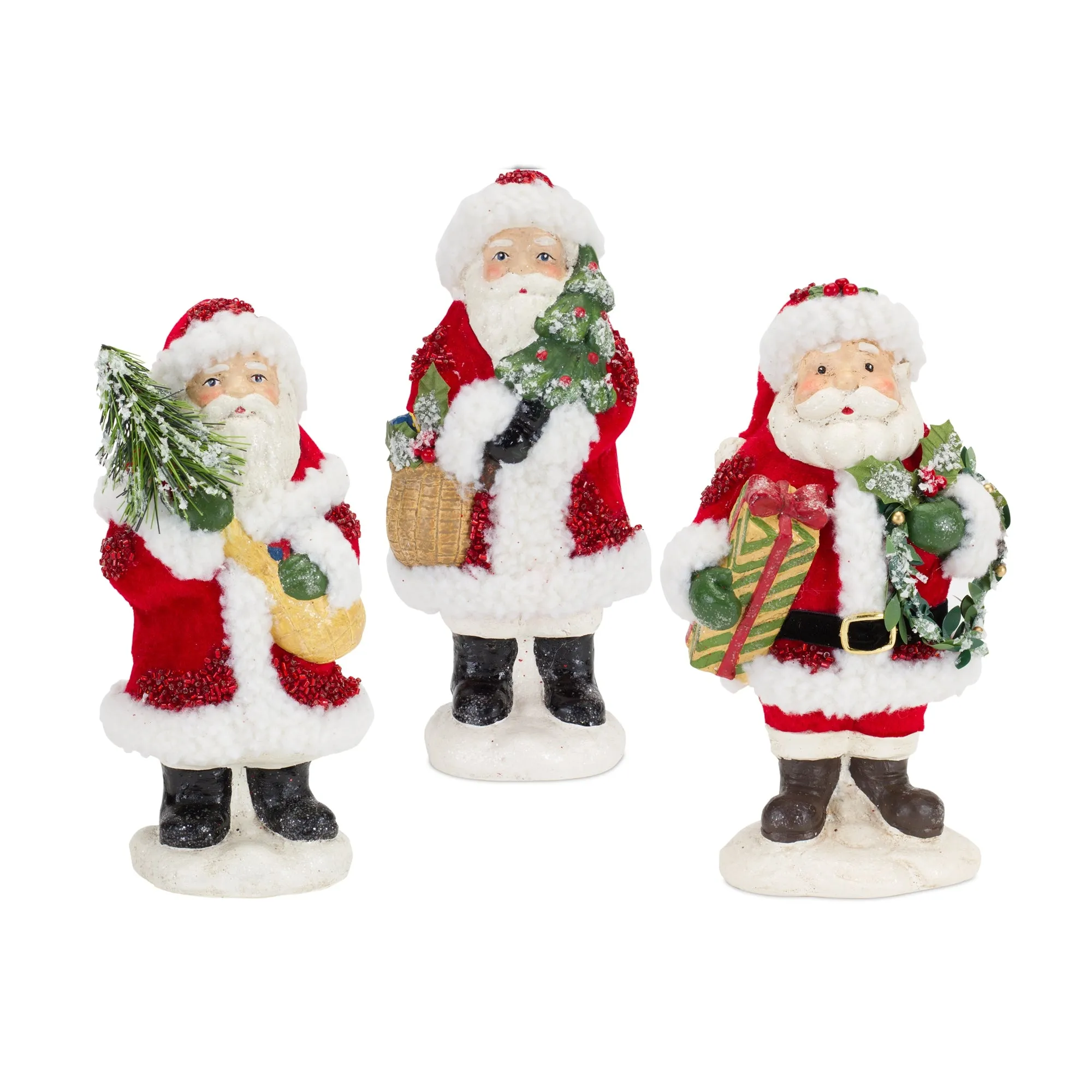 Santa (Set of 3) 8.75"H Paper Pulp Cheap Holiday Home Decor