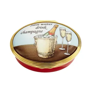 Save Water, Drink Champagne Enamel Box Jewelry Trays Organizer Pack