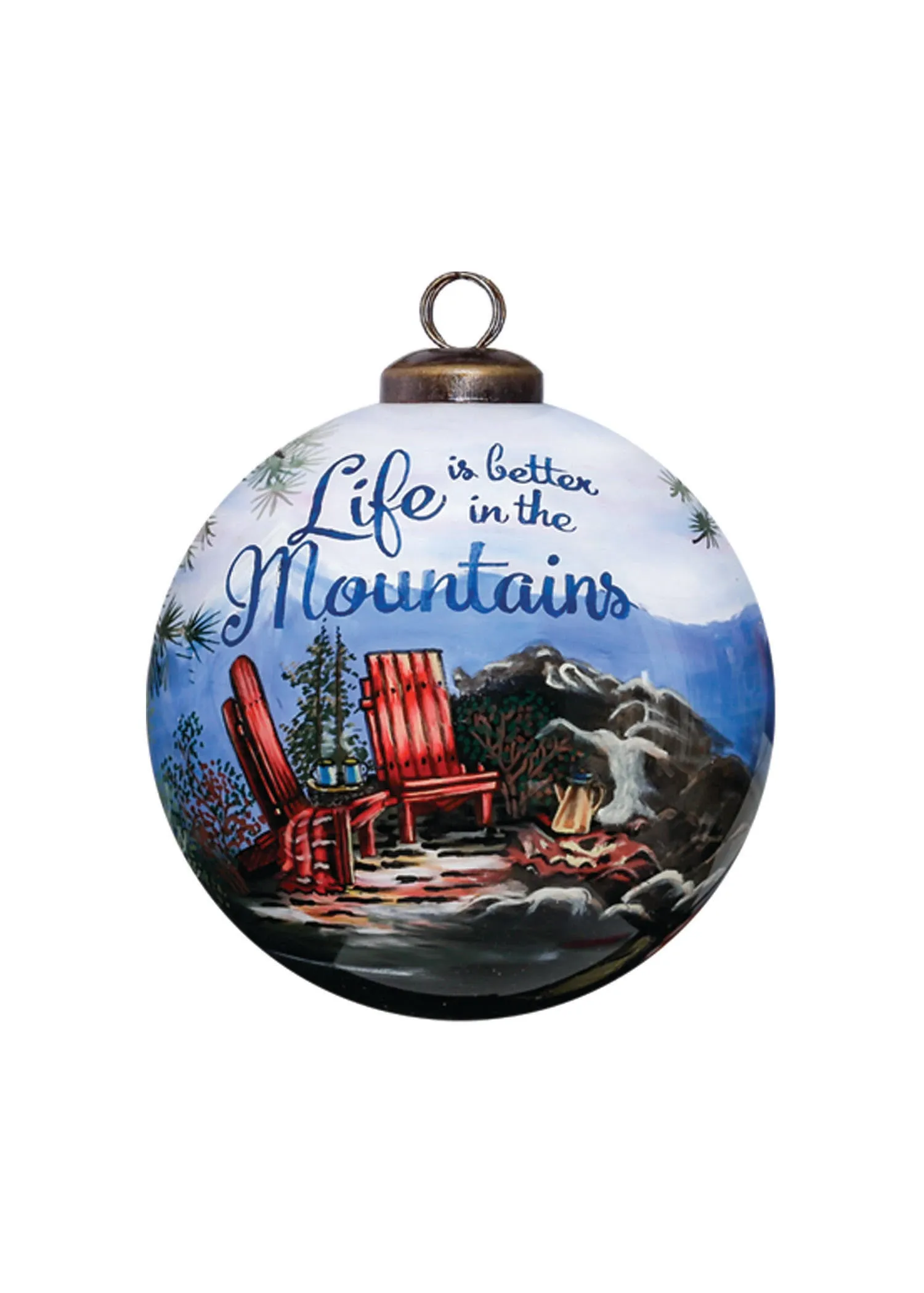 Scenic Life is Better in the Mountains Hand Painted Mouth Blown Glass Ornament Festive Decor online outlet