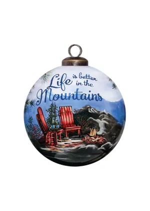 Scenic Life is Better in the Mountains Hand Painted Mouth Blown Glass Ornament Festive Decor online outlet