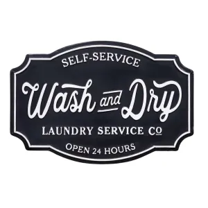 Self Service Wash And Dry Laundry Farmhouse Metal Sign In Black Decorative Accessories weekend offers