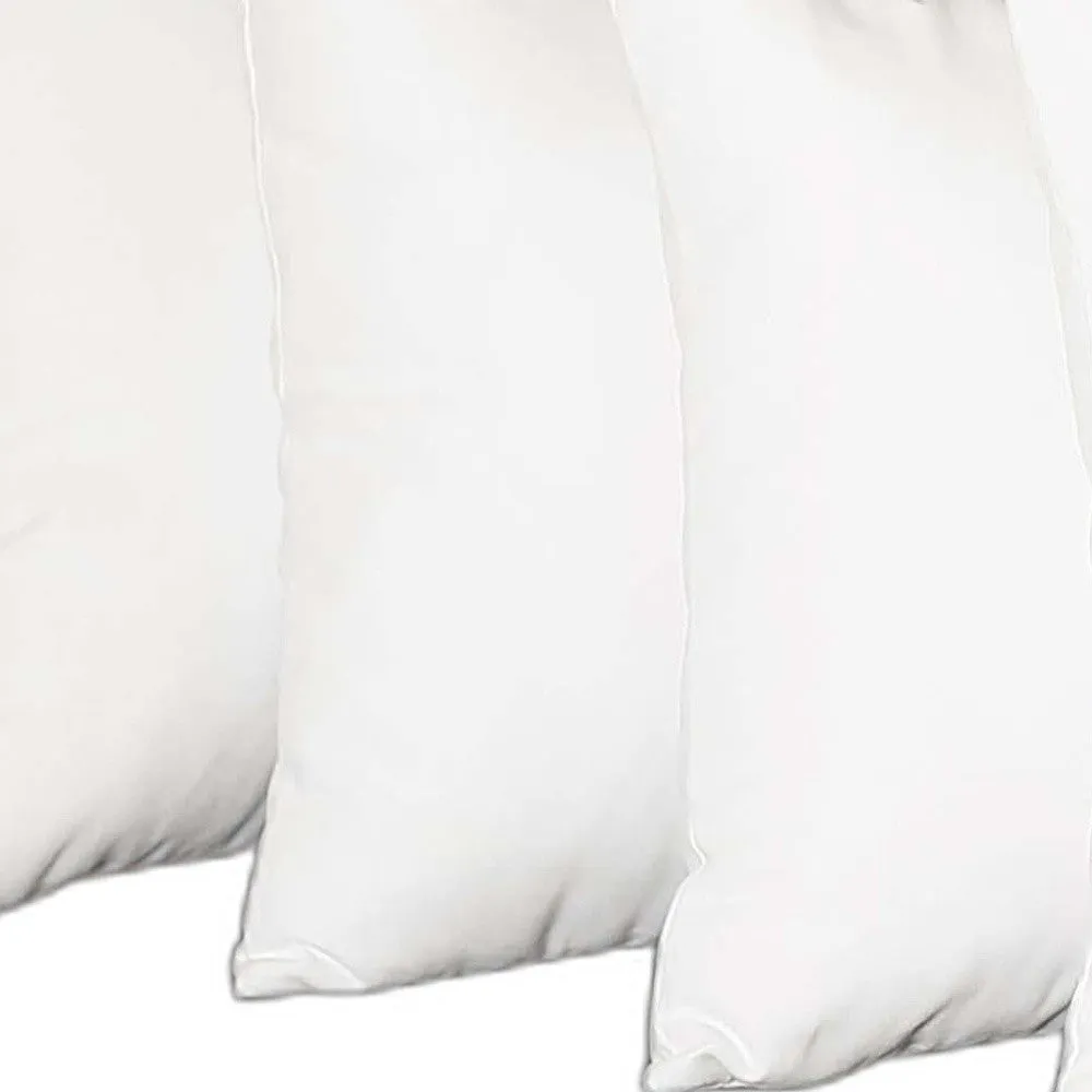 Set Of Four 18" X 18" White Polyester Zippered Pillow Cover