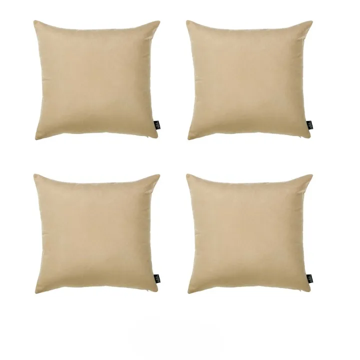 Set Of Four 22" X 22" Beige Polyester Zippered Pillow Cover