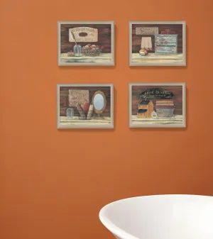 Set Of Four Bathroom II Brown Framed Print Bathroom Wall Art Cheap Wall Mirrors & Decor