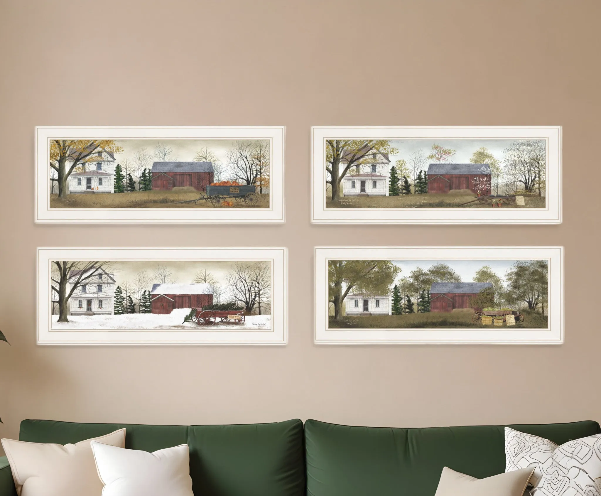 Set Of Four Seasons on the Farm White Framed Prints Wall Art Buy Wall Decor with deals