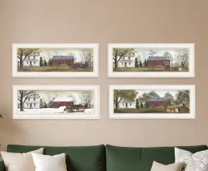 Set Of Four Seasons on the Farm White Framed Prints Wall Art Buy Wall Decor with deals