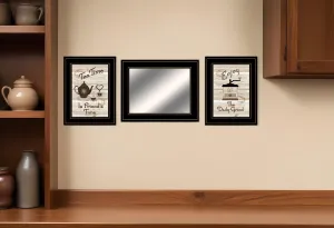 Set Of Three Enjoy Tea Time 3 Black Framed Print Kitchen Wall Art Affordable Wall Decoration items