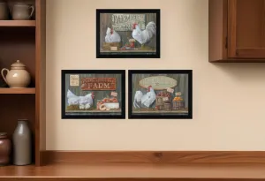 Set Of Three Farmers Market Black Framed Print Wall Art Wall Decor online discounts