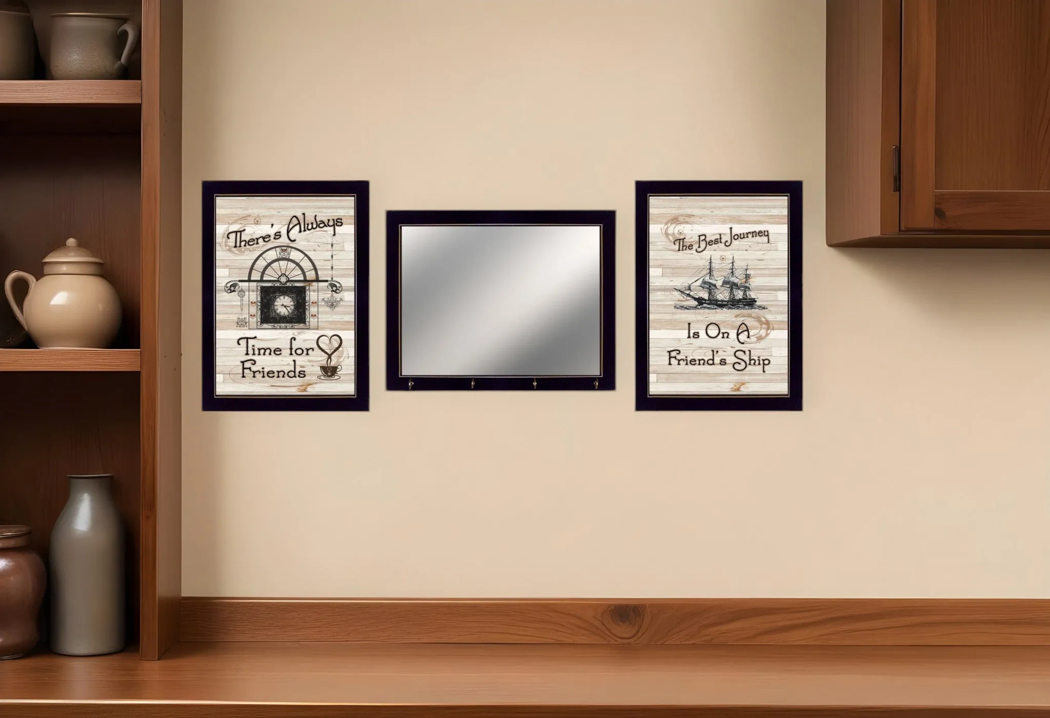Set Of Three Friendship Journey 8 Black Framed Print Kitchen Wall Art Home Mirrors & Wall Art