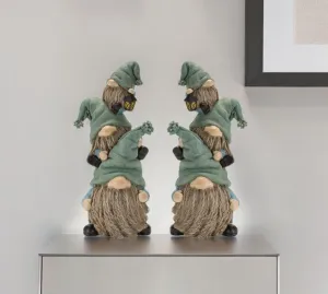 Set of Two 11" Blue and Green Polyresin Other Fantasy Sci-Fi Sitting Gnome Tabletop Sculpture Decorative Accessories last chance deals