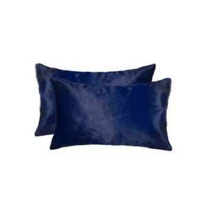 Set of Two 12" X 20" Navy Cowhide Throw Pillow Throw Pillows home accents sale