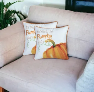 Set of Two 18" Orange and Ivory Pumpkin Spice Throw Pillow Covers Throw Pillows sofa decor deals