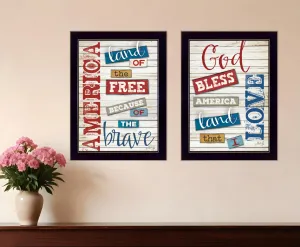 Set Of Two American 2 Black Framed Print Wall Art Affordable Wall Decoration items