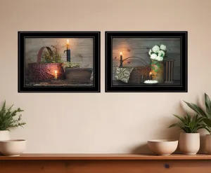 Set Of Two Baskets and Flowers Black Framed Print Wall Art Buy Wall Decor with deals