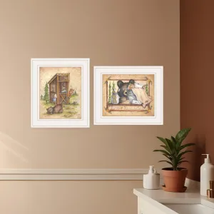 Set Of Two Bear or Still Waiting 1 White Framed Print Wall Art Cheap Wall Mirrors & Decor