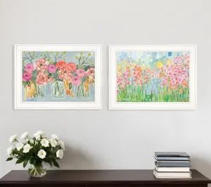 Set Of Two Garden Flowers II 2 White Framed Print Wall Art Cheap Wall Mirrors & Decor