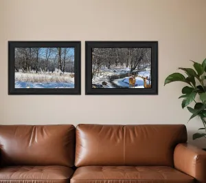 Set Of Two Great Outdoors Nature or Winter Forest 3 Black Framed Print Wall Art Buy Wall Decor with deals