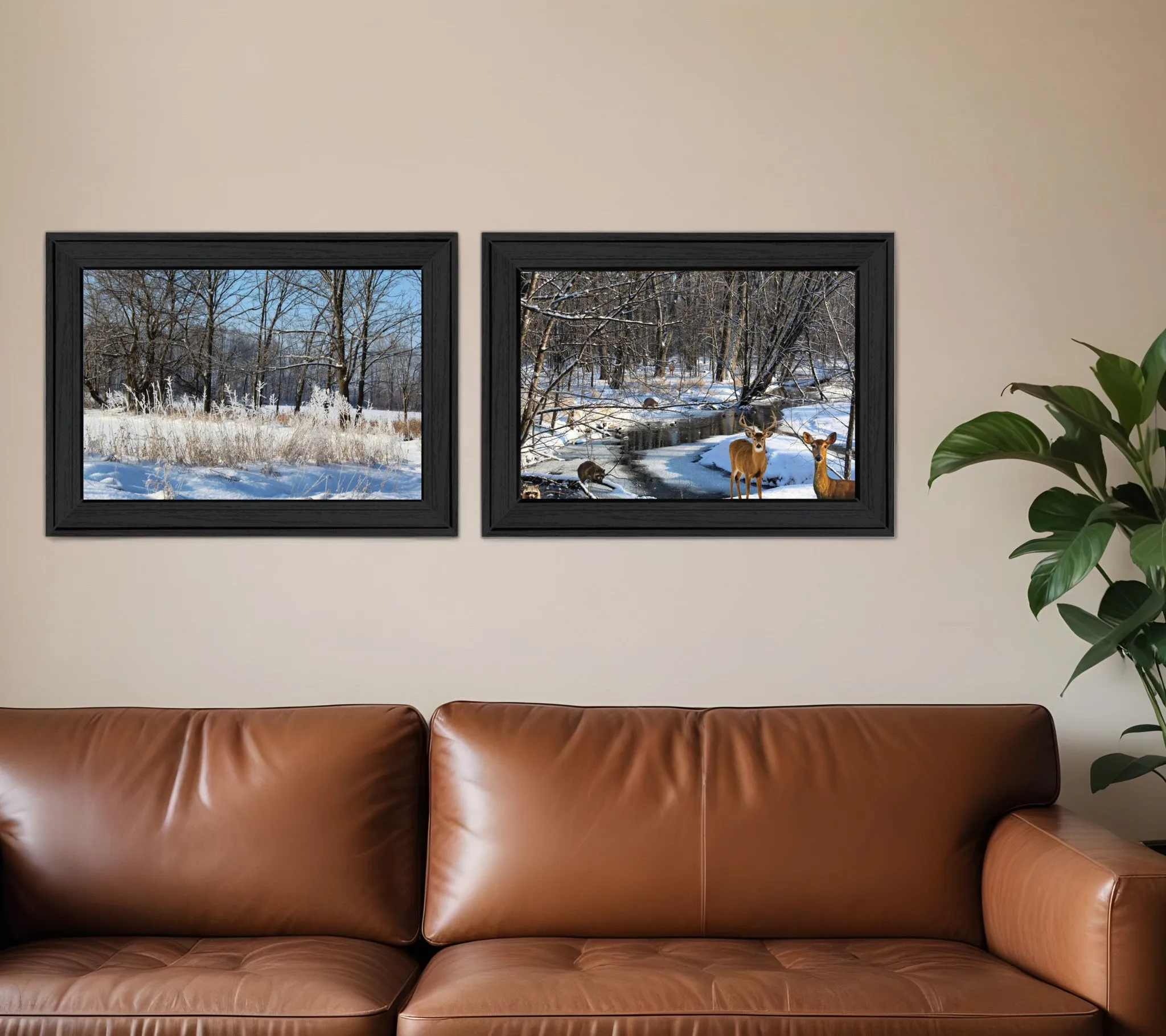 Set Of Two Great Outdoors Nature or Winter Forest 3 Black Framed Print Wall Art Buy Wall Decor with deals