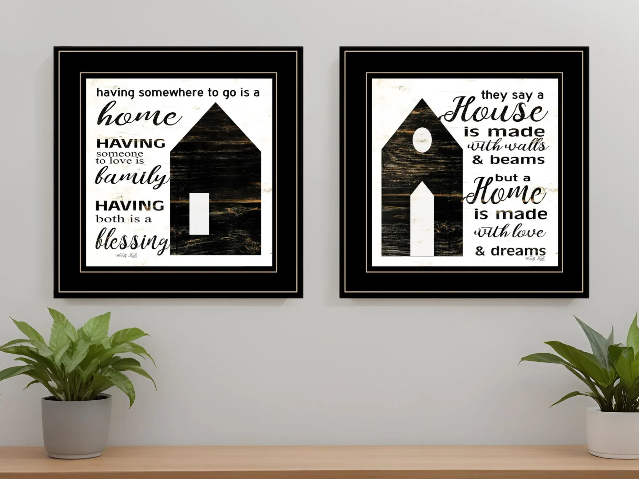 Set Of Two House or Blessing Black Framed Print Wall Art Buy Wall Decor with deals