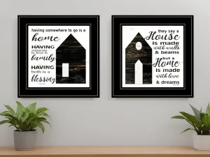 Set Of Two House or Blessing Black Framed Print Wall Art Buy Wall Decor with deals