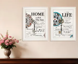 Set Of Two Life or Home 1 White Framed Print Wall Art Cheap Wall Mirrors & Decor